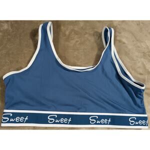 PLus Size XL‎ Lingerie Sweet Bra Bralette NWoT Blue White Crop Top Lightweight